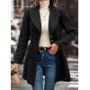 Manteau Long en Couleur Unie avec Simple Boutonnage à Col Relevé en Laine - Noir XL | US 12