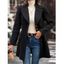 Manteau Long en Couleur Unie avec Simple Boutonnage à Col Relevé en Laine - Noir XL | US 12