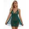Ensemble de Body Lingerie à Bretelle Réglable Fleur en Dentelle Transparente avec Nœud Papillon - Vert profond XXL | US 12