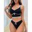 Ensemble de Lingerie Body Long en Dentelle Insérée Contrastée et de Culotte à Coupe Haute - Noir XL | US 10
