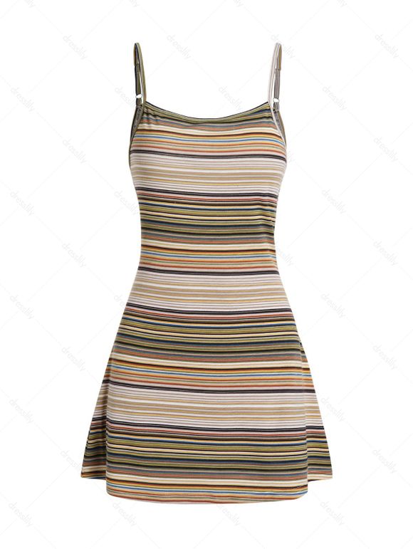 Ensemble de Haut Court Tricoté à Manches Longues à Bretelle Réglable et de Camisole Rayée - café lumière S | US 4