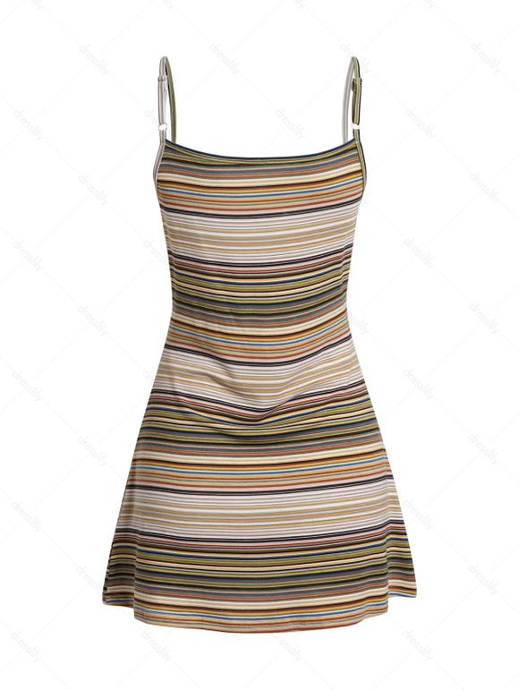 Ensemble de Haut Court Tricoté à Manches Longues à Bretelle Réglable et de Camisole Rayée - café lumière S | US 4