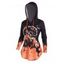Sweat à Capuche D'Halloween Chauve-souris à Imprimé Crâne Squelette et Cheval à Ourlet Courbe à Cordon - orange clair XXL