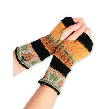 

Colorful Contrast Color Mitten Fingerless Knit Christmas Gloves, Rubber ducky yellow