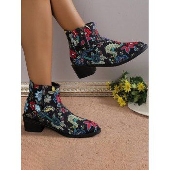 

Allover Print Zip Up Ankle Boots, Multicolor b