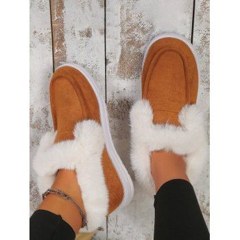 

Faux Fur Liner Warm Slip On Flat Snow Shoes, Coffee