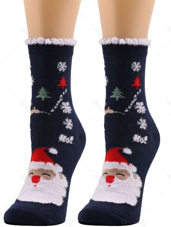 1 Paire de Socquettes en Coton Motif Noël - Noir 1 PAIR