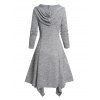 Robe à Capuche Mi-Longue Chinée Asymétrique Tricotée à Manches Longues avec Bouton - Gris XL | US 12