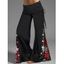 Pantalon Lâche Chiné Imprimé Flocon de Neige à Carreaux à Jambes Larges Grande Taille - Noir XXL | US 12