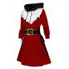 Mini Robe à Capuche de Noël 3D Ceinturée Imprimée à Lacets avec Cordon - Rouge M | US 6
