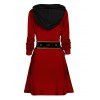 Mini Robe à Capuche de Noël 3D Ceinturée Imprimée à Lacets avec Cordon - Rouge L | US 8