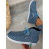 Lace Up Flat Platform Casual Ankle Canvas Shoes - Bleu gris EU 42