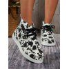Lace Up Flat Platform Casual Ankle Canvas Shoes - Blanc EU 42