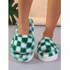 Checkerboard Pattern Home Flat Fluffy Faux Fur Slippers - Vert EU (42-43)