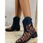 Fire Graphic Side Zipper Point Toe Grunge Chunky Heeled Ankle Boots - Bleu profond EU 43