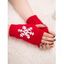 Gants sans Doigts en Tricot à Motif Flocon de Neige de Noël - Rouge 1 PAIR