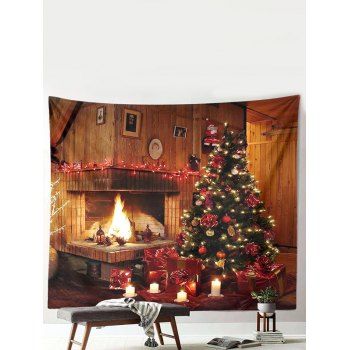 

Christmas Tree Fireplace Print Hanging Wall Tapestry, Multicolor a