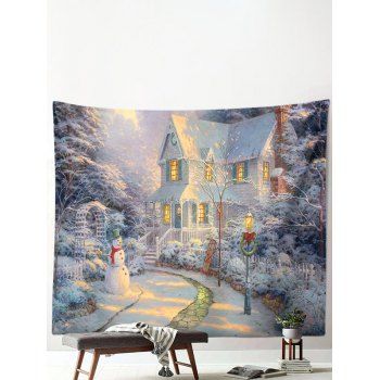 

Christmas Snowman Landscape 3D Print Home Decoration Hanging Wall Tapestry, Multicolor b
