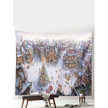 

Town Christmas Snow Scenic 3D Print Home Decoration Hanging Wall Tapestry, Multicolor b