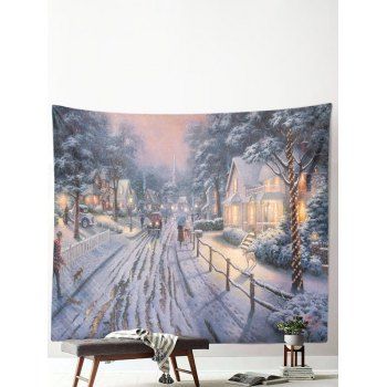 

Christmas Snow Street Landscape 3D Print Hanging Home Decoration Wall Tapestry, Multicolor b