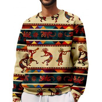 

Drop Shoulder Ethnic Sweatshirt American Indian Allover Print Casual Sweatshirt, Multicolor