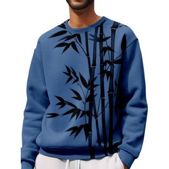 

Bamboo Print Drop Shoulder Sweatshirt Round Neck Casual Sweatshirt, Multicolor