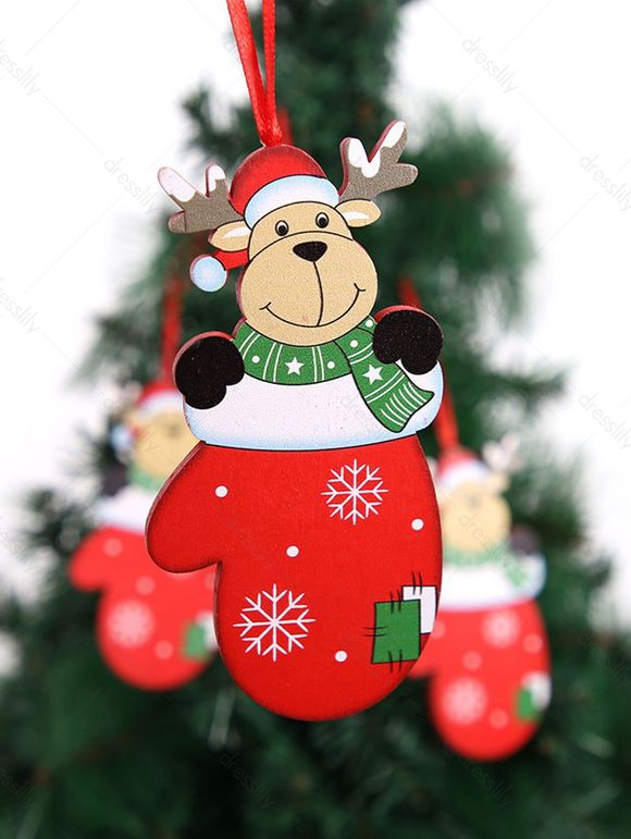 Décoration à Suspendre Au Sapin de Noël Motif Adorable Élan de Dessin Animé - Rouge 