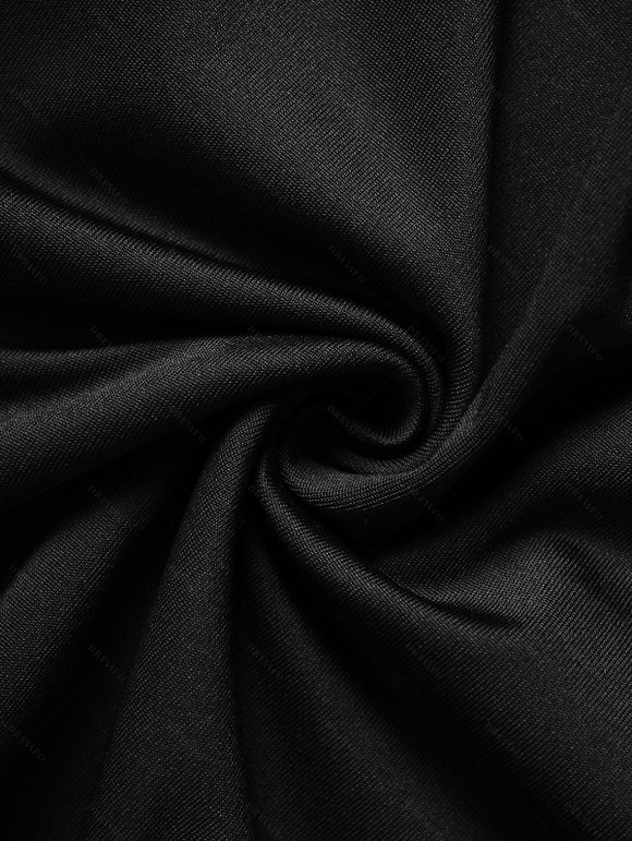 Robe Asymétrique Epaule Dénudée à Manches Courtes Nouée en Couleur Unie à Chaîne - Noir S | US 4