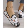 Halloween Pumpkin Ghost Cartoon Pattern Slip On Casual Flat Canvas Shoes - Blanc EU 43