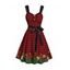 Mini Robe de Noël Ceinturée à Carreaux Imprimé sans Manches avec Bouton - Rouge XL | US 10