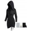 Mini-Robe à Capuche Gothique en Blocs de Couleurs Plissé à Lacets à Frange - Noir S | US 4