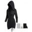 Mini-Robe à Capuche Gothique en Blocs de Couleurs Plissé à Lacets à Frange - Noir S | US 4