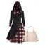 Robe Mi-Longue à Capuche Etoile à Carreaux avec Bouton-Manches Longues à Frange - multicolor S | US 4