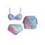 Maillot de Bain Bikini Sirène de Grande Taille et Jupe de Plage à Volants - multicolor A 2XL