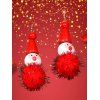 Boucles D'Oreilles de Noël Pendantes Boule Fourrée Bonhomme de Neige - Rouge 