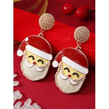 

1Pair Cute Santa Claus Faux Pearl Christmas Drop Earrings, Multicolor