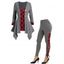 Plaid Print Long Sleeve Knit Tops And High Rise Lace Up Long Pants Outfit - LIGHT GRAY S | US 4