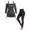 Haut Chiné à Epaule Dénudée à Volants et Pantalon Crayon Long Cousu - multicolor S | US 4