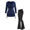 Ensemble de Haut Noué à Lacets et de Jean Evasé Long avec Poches - multicolor S | US 4