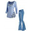 Haut Long Croisé Jointif à Carreaux Imprimé à Lacets - Bleu clair S | US 4