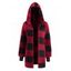 Manteau à Capuche Long Fourré Ouvert en Avant à Carreaux - Rouge XL | US 10