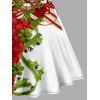 Robe Moulante à Carreaux Fleur Imprimée en Blocs de Couleurs de Grande Taille à Col V - Rouge 1X | US 16