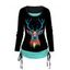 T-shirt Cerf de Noël Coloré Jointif Imprimé Fausse Deux Pièces - Noir XXL | US 12