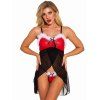 Ensemble de Lingerie de Noël T-String Haut Bas en Maille Transparente - Noir XXL | US 12