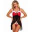 Ensemble de Lingerie de Noël T-String Haut Bas en Maille Transparente - Noir XXL | US 12