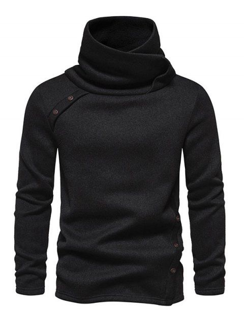 Fleece Lining Stand-up Collar Sweater Mock Button Casual Knit Sweater