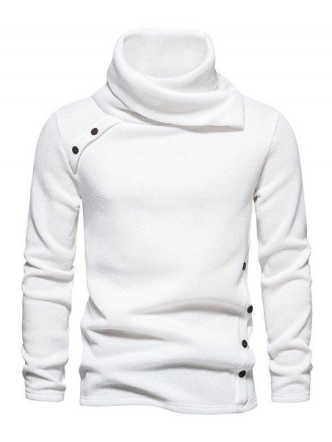 Fleece Lining Stand-up Collar Sweater Mock Button Casual Knit Sweater