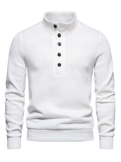 Fleece Lining Half Button Sweater High Neck Warm Casual Sweater