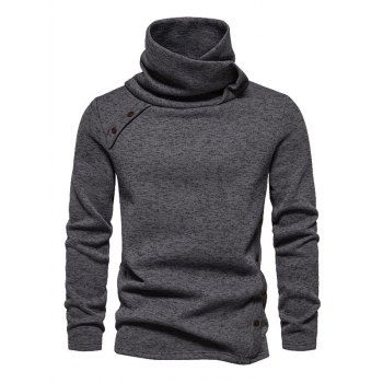 

Fleece Lining Stand-up Collar Sweater Mock Button Casual Knit Sweater, Gray