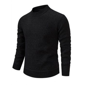 

Fluffy Lining Sweater Warm Crew Neck Casual Sweater, Black